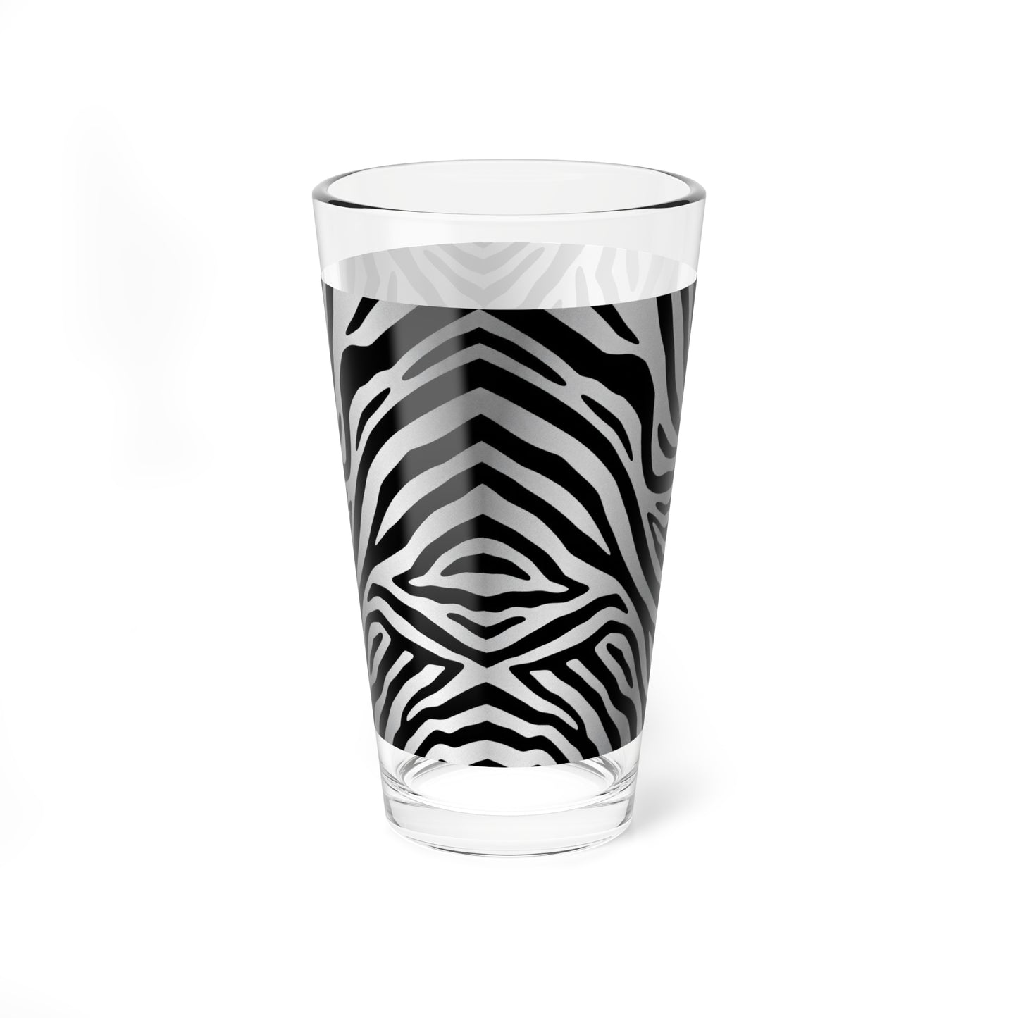 Zebra Print Mixing Glass - 16oz Cocktail & Beverage Glassware - Silver