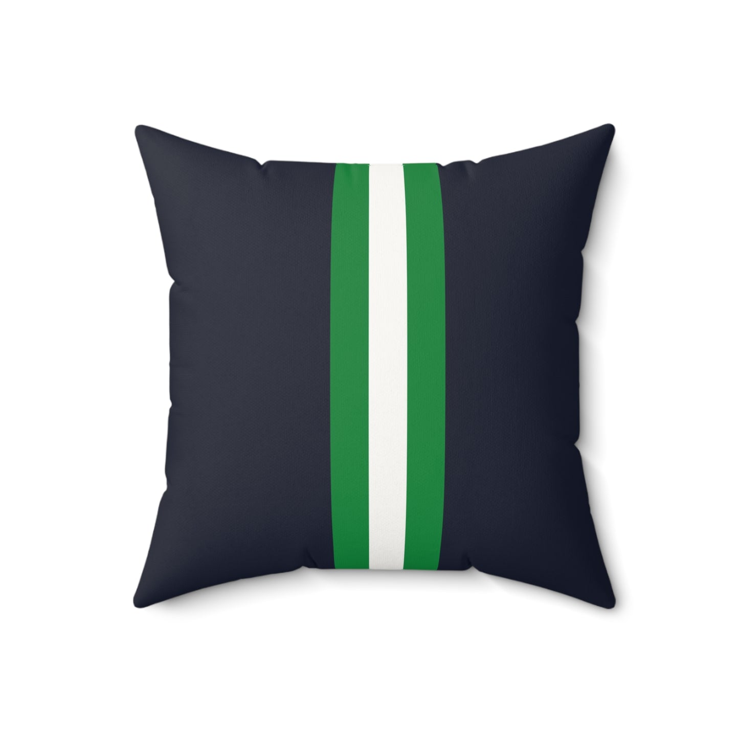 Lunar Midnight & Green-White Striped Modern Faux Suede Square Pillow, Decorative Cushion, Home Decor, Couch Pillow, Gift for Homeowners