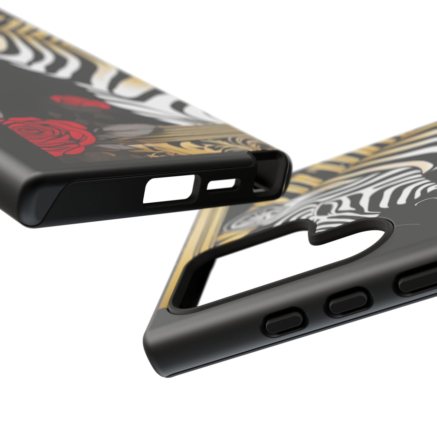 Phone Case - Elegant Zebra & Roses Design