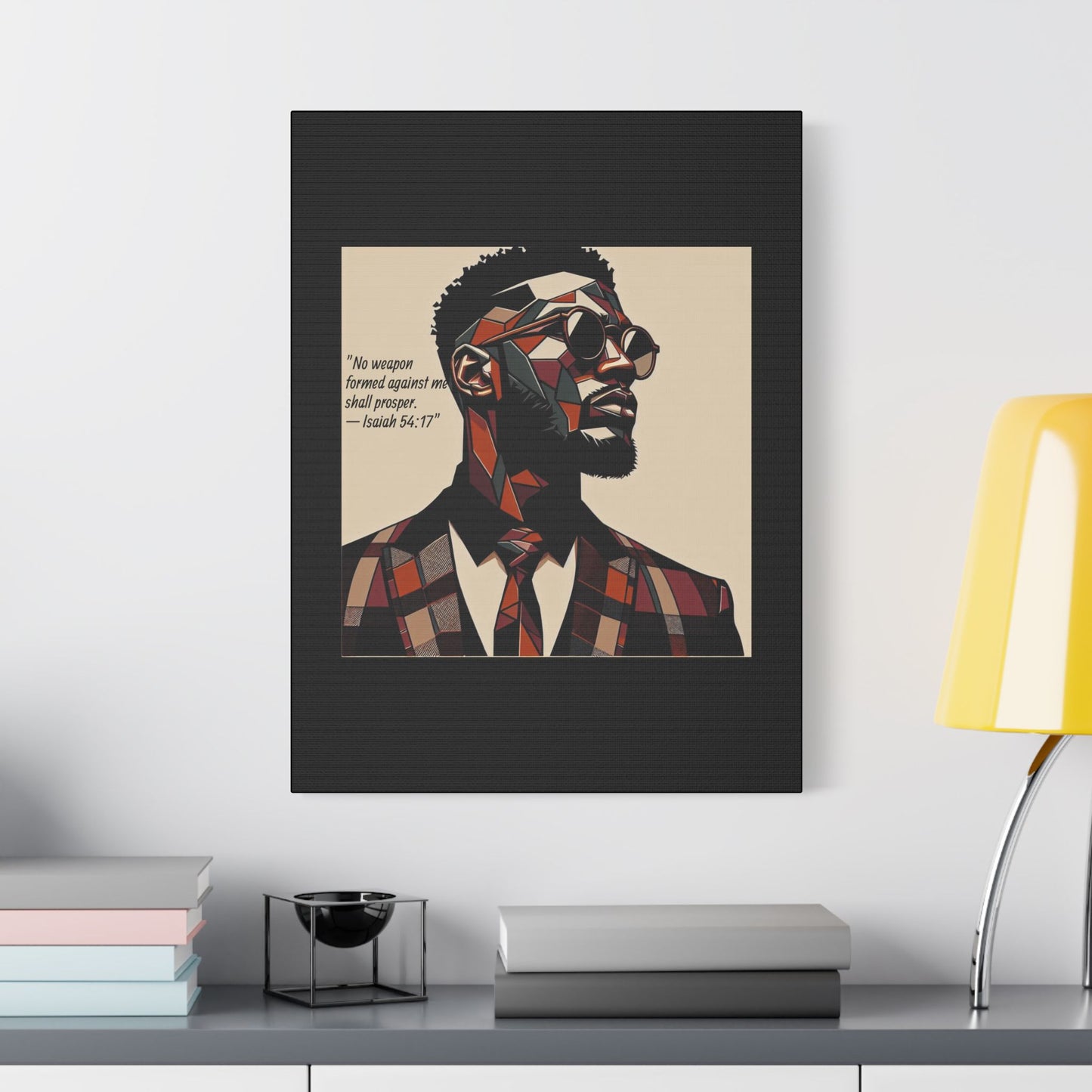 Afro Art Print Canvas, Wall Decor, Satin Stretched Canvas, African American Art, Office Decor, Home Decor - Isaiah 54:17