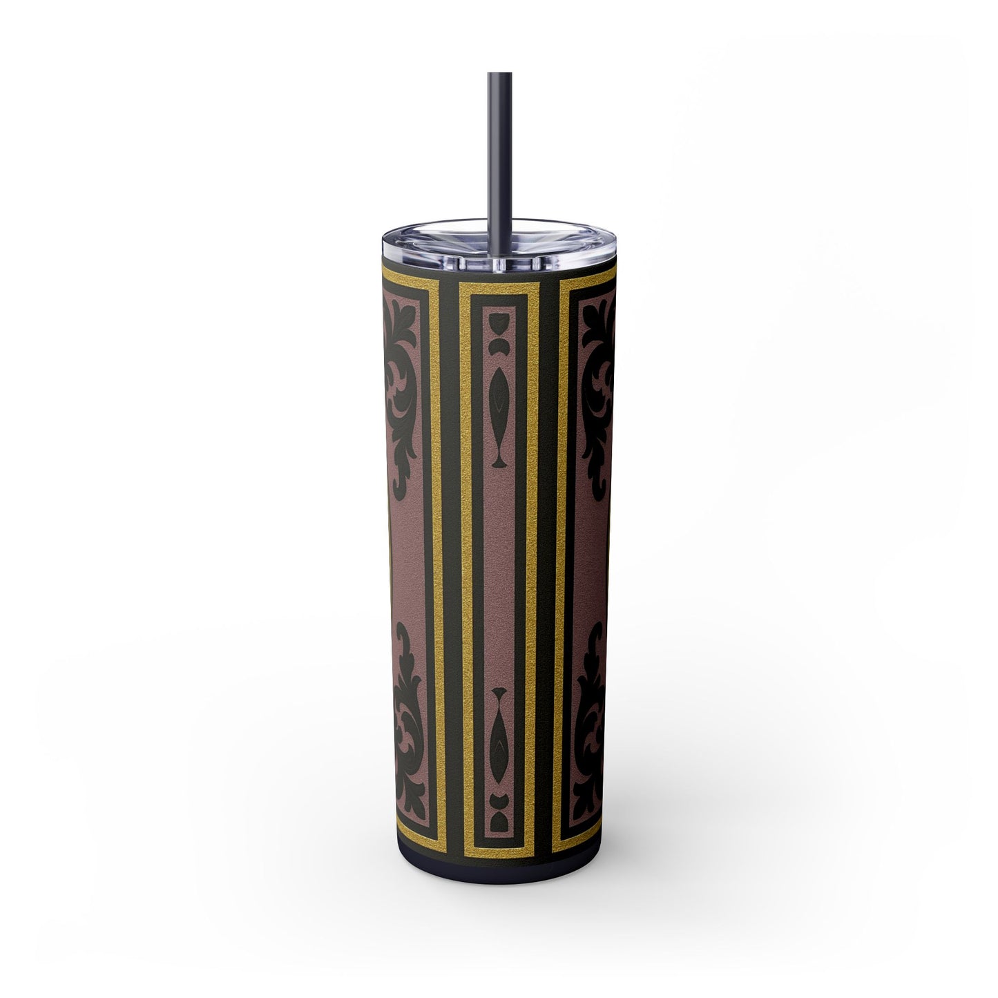 Gilded Mauve With Gold-Black Baroque Tumbler, Elegant Drinkware for Home, Travel, Gifts, Parties, Personalized Beverage Holder