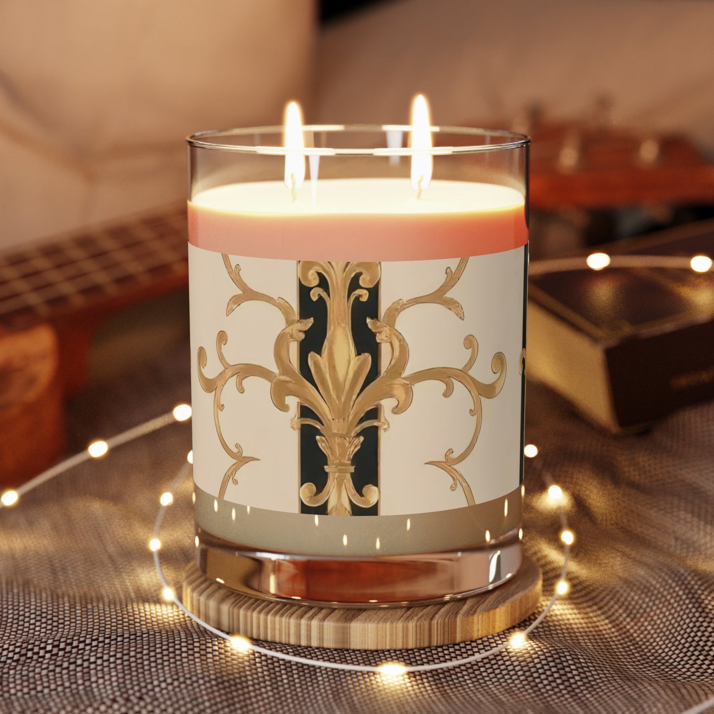 Elegant Home Fragrance Candle - Perfect Gift for Birthdays, Weddings, or Home Decor, Aromatherapy Candle - Black & Beige Striped Damask