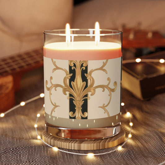 Elegant Home Fragrance Candle - Perfect Gift for Birthdays, Weddings, or Home Decor, Aromatherapy Candle - Black & Beige Striped Damask