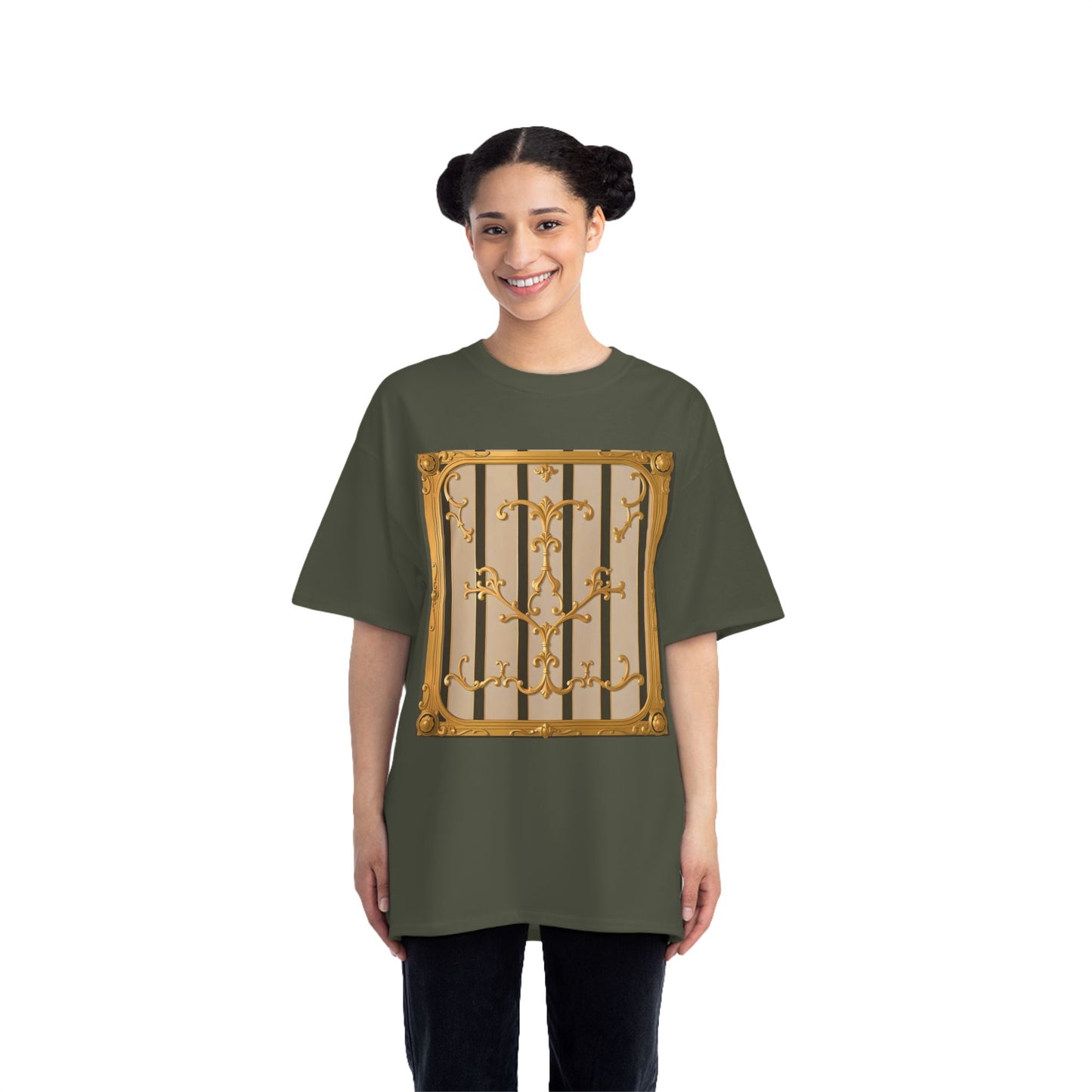 Beefy-T® Unisex Short-Sleeve T-Shirt - Beige Striped Gold Rococo