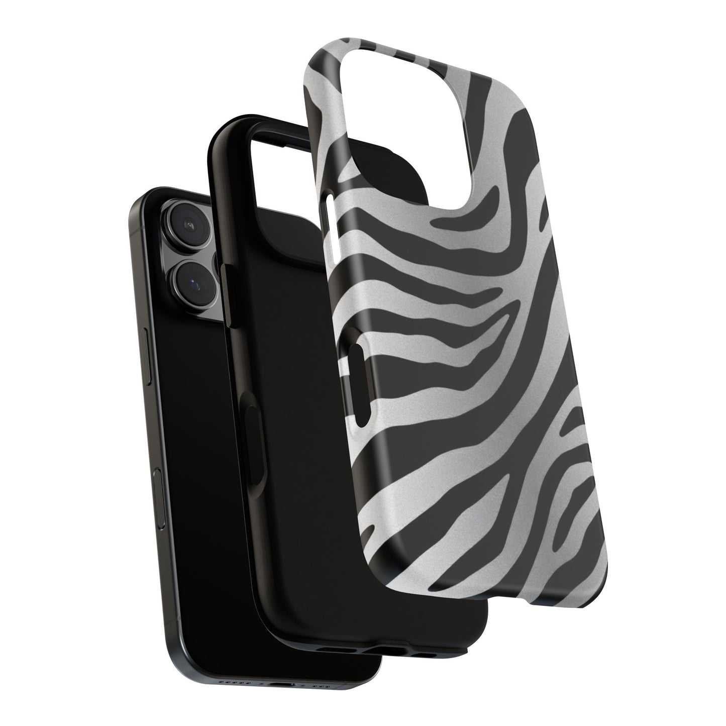 Zebra Print Tough Phone Case - Silver
