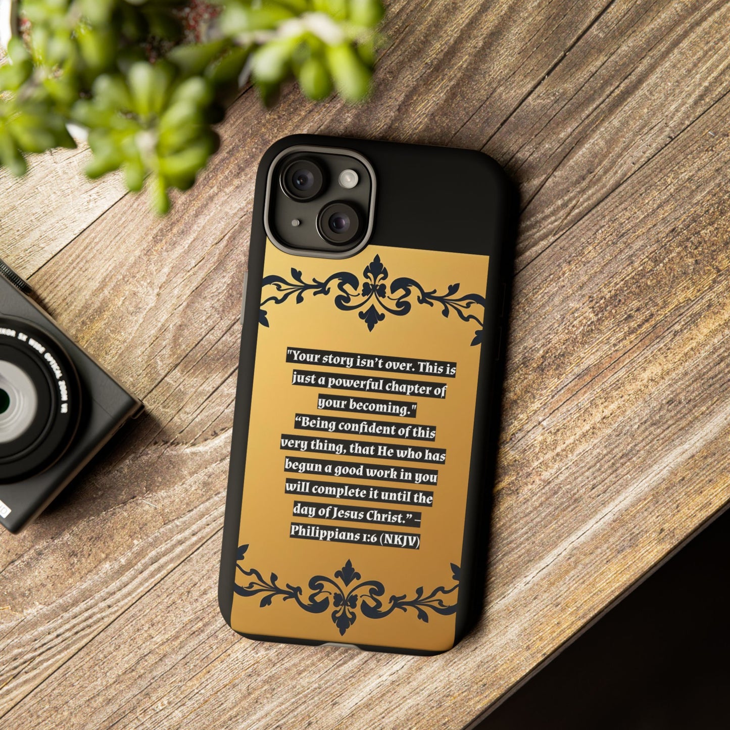 Elegant Floral Motif Phone Case - Tough Cases with Vintage Design - "Your story isn't over"