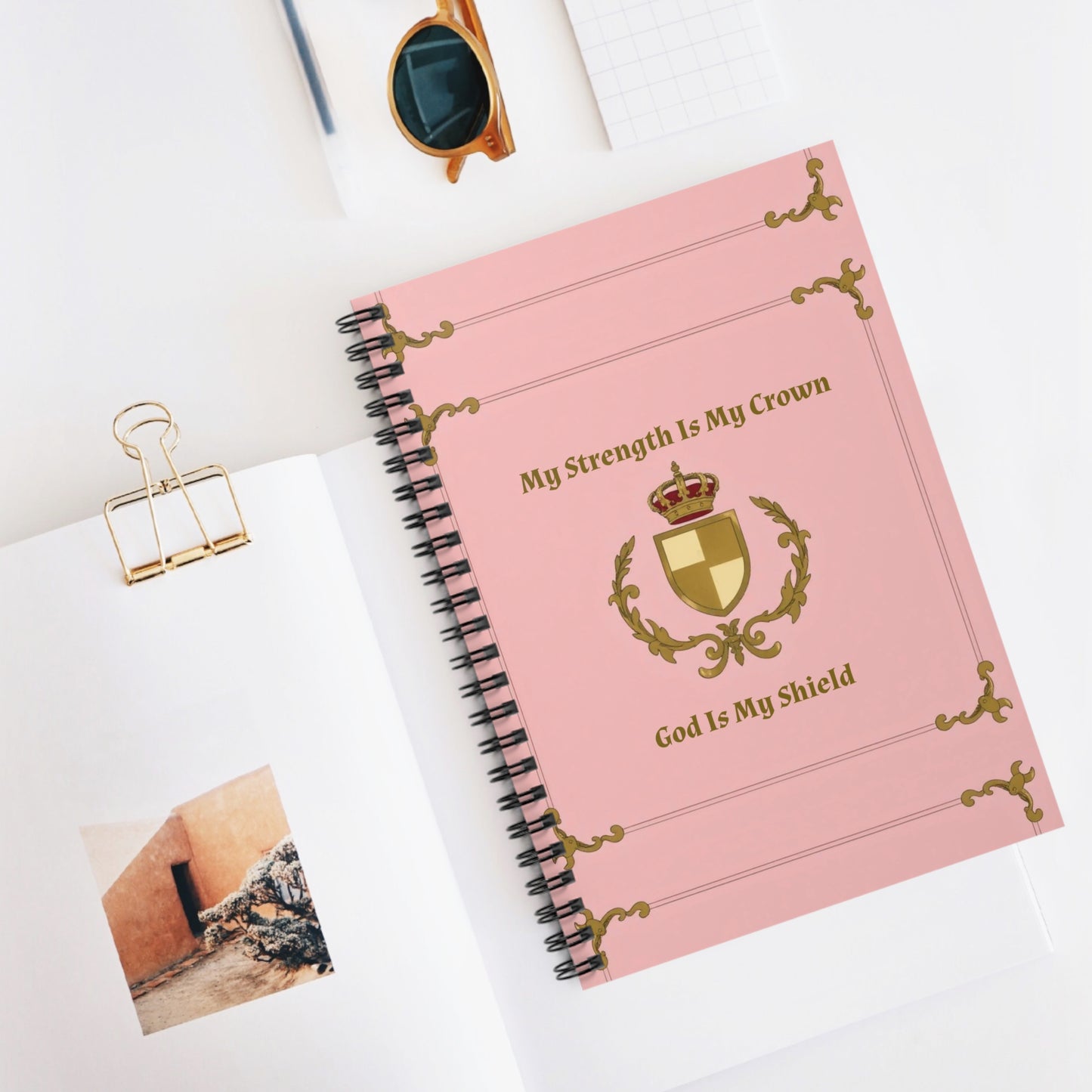 Crown & Crest Spiritual Quote Elegant Inspirational Spiral Notebook for Motivation and Affirmations, Perfect for Journaling, Gift for Her, College Supplies