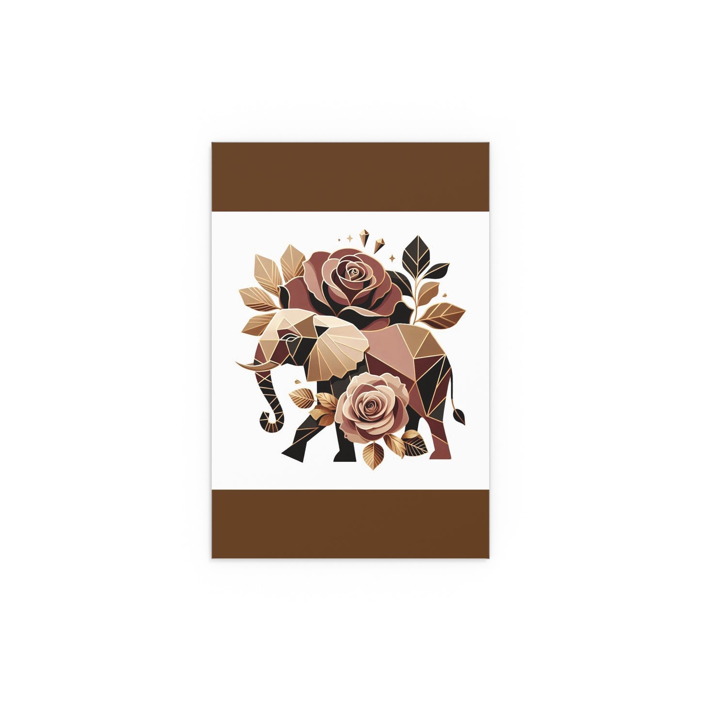 Elegant Floral Silk Poster - Indoor/Outdoor Wall Art for Home Decor - Brown & Gold Elephant & Roses