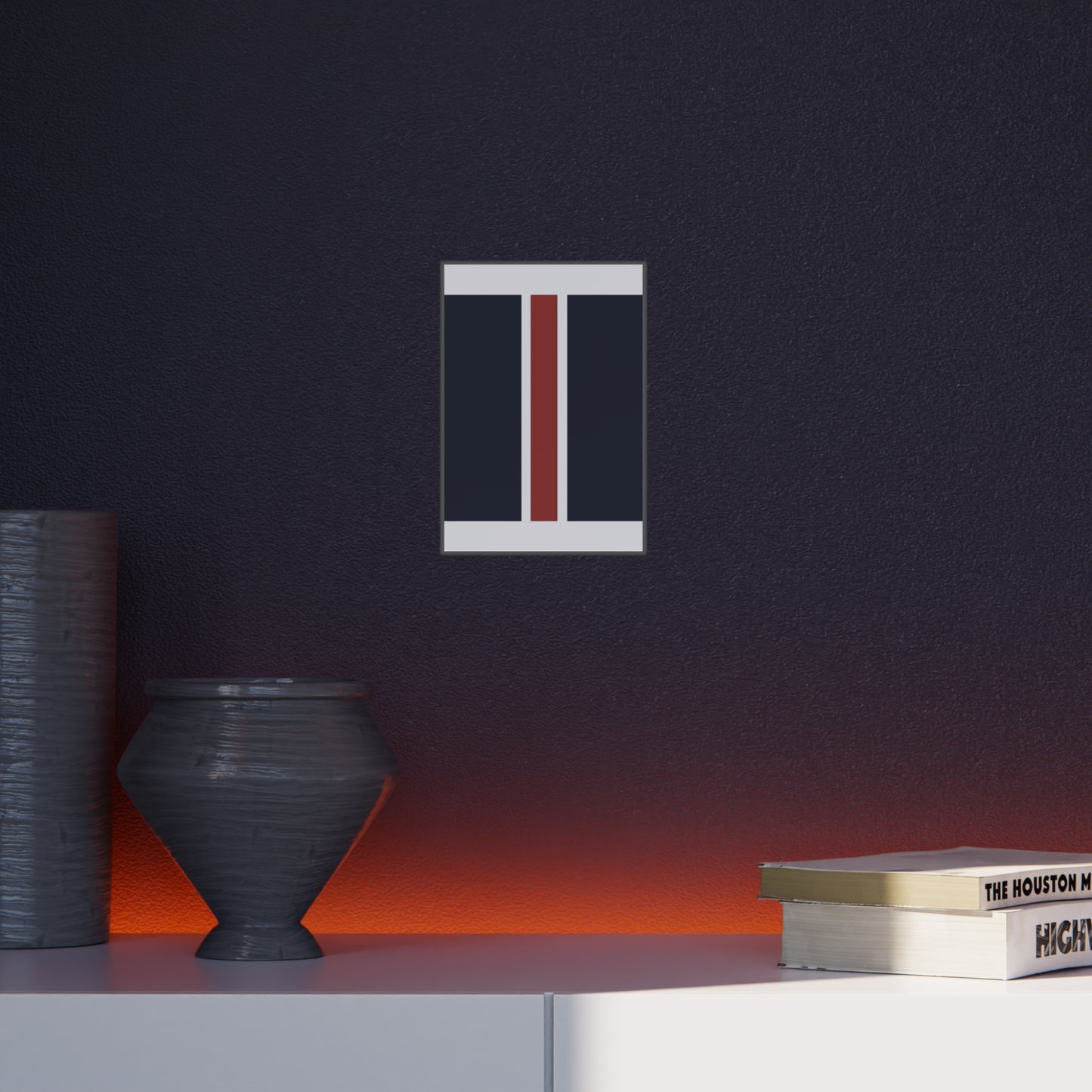 Lunar Midnight & Red-White Striped Stylish Foam Board Decor, Modern Wall Art, Home Office Decoration, Customizable Display Board