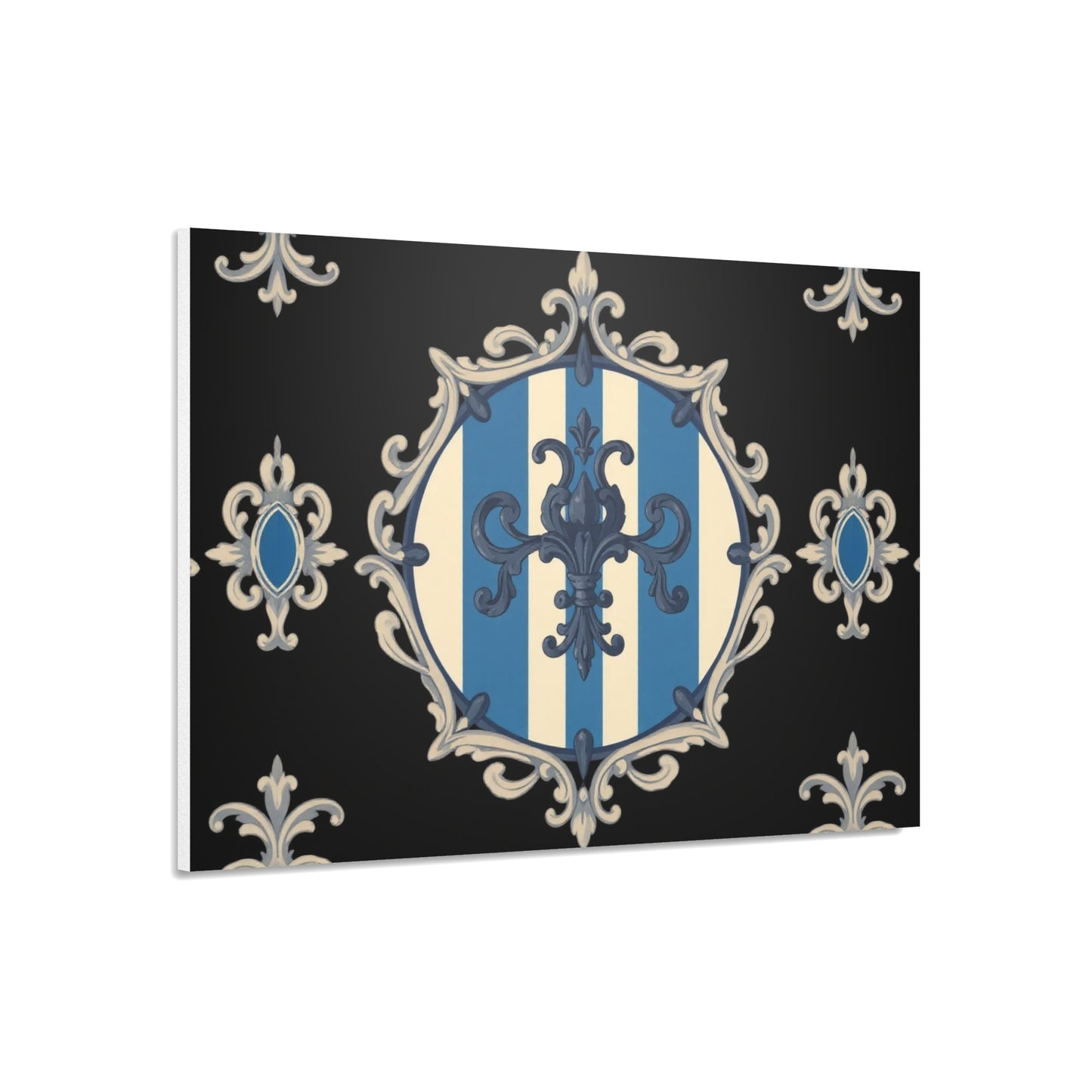 Elegant Blue & Alabaster Striped Baroque Decorative Foam Board Art, Home Decor Wall Display, Unique Gift for Housewarming, Event Decorations