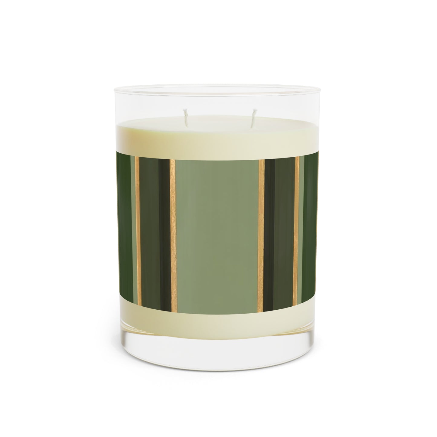 Elegant Scented Candle - Luxurious Home Decor, Aromatherapy Gift, Relaxation, Self-Care, Gift for Her, Eco-friendly - Green Striped Gold Baroque