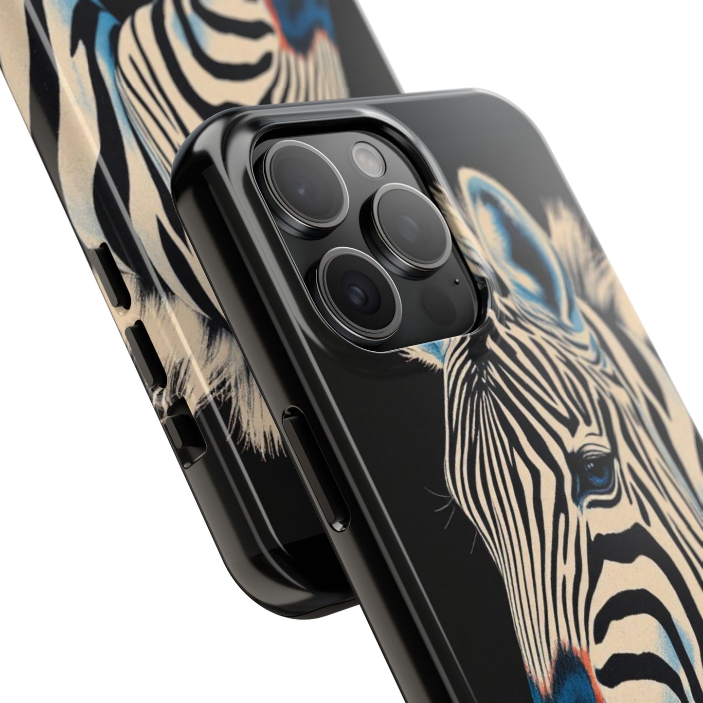 Zebra Tough Phone Case - Trendy Floral Design for Animal Lovers - Blue Zebra & Roses
