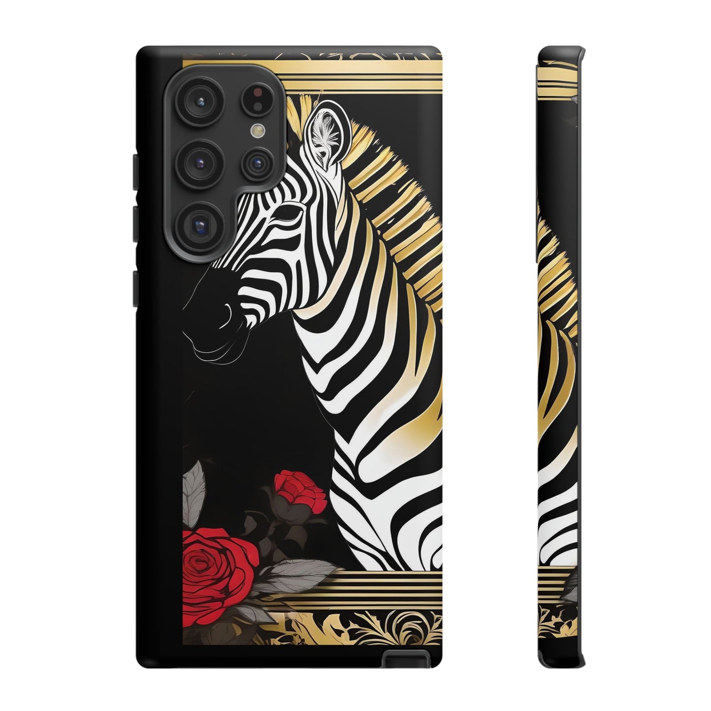 Phone Case - Elegant Zebra & Roses Design