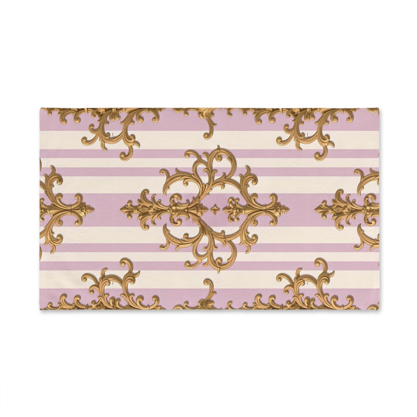 Elegant Purple Striped Hand Towel, Decorative Towel, Kitchen Decor, Gift for Her, Home Accessory, Bath Linen - Lilac & Alabaster Striped Gold Baroque