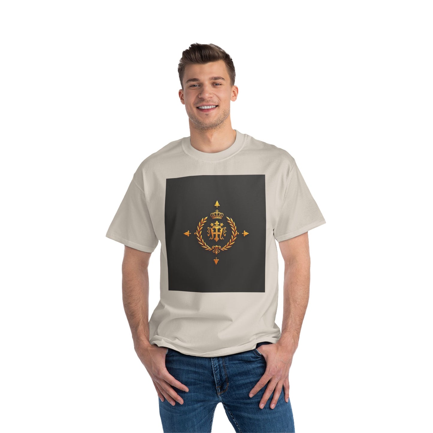 Stylish Gold Emblem T-Shirt, Casual Tee, Unique Gift, Everyday Wear, Graphic Shirt, Fashion Statement - Gold Crest