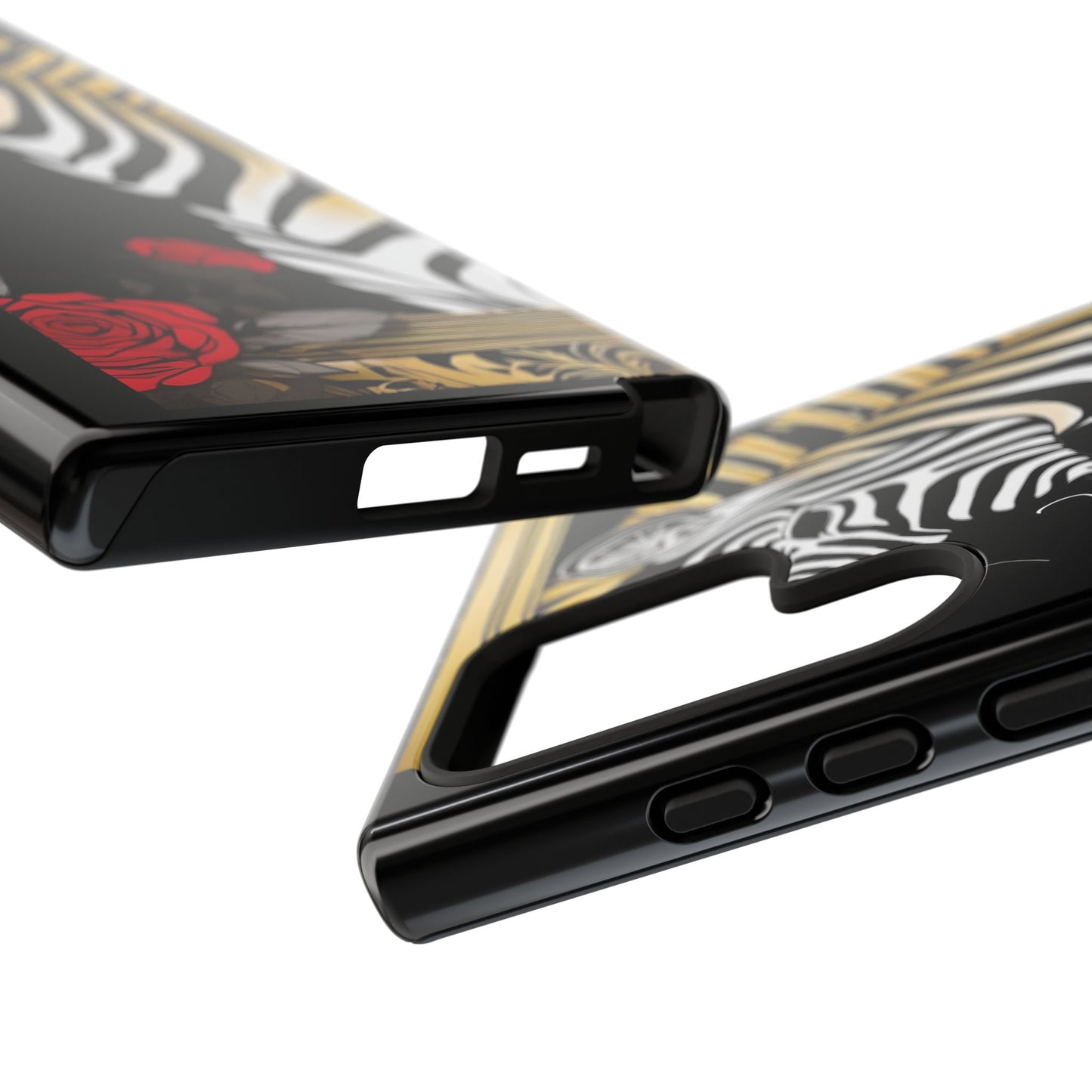 Phone Case - Elegant Zebra & Roses Design