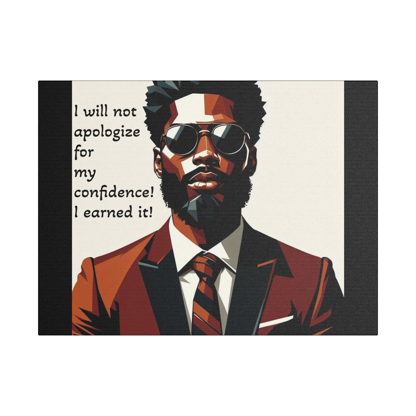 Afro Art Print Canvas, Wall Decor, Satin Stretched Canvas, African American Art, Office Decor, Home Decor - Confident Man In Suit