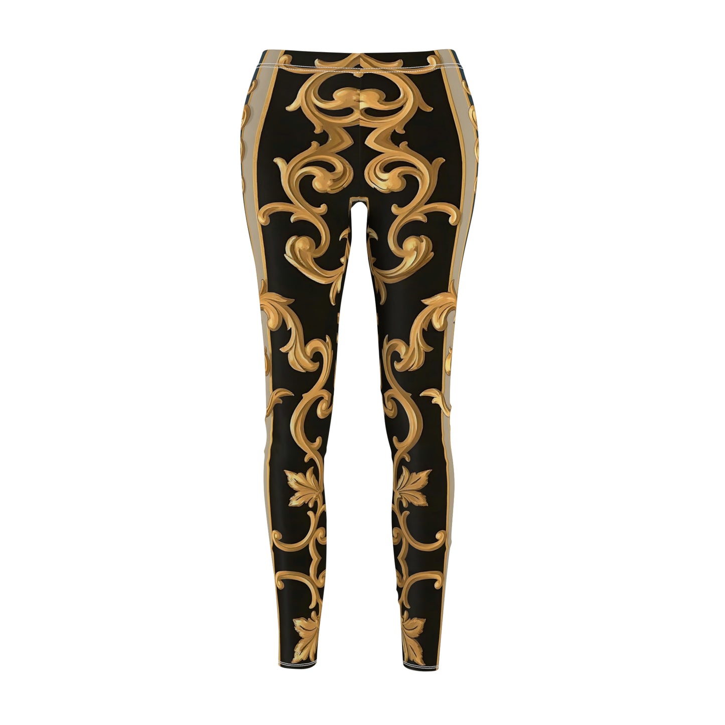Elegant Patterned Women's Leggings - Stylish Activewear, Yoga Pants, Workout Gear, Casual Fashion, Gift for Her - Blue & Black Striped Rococo