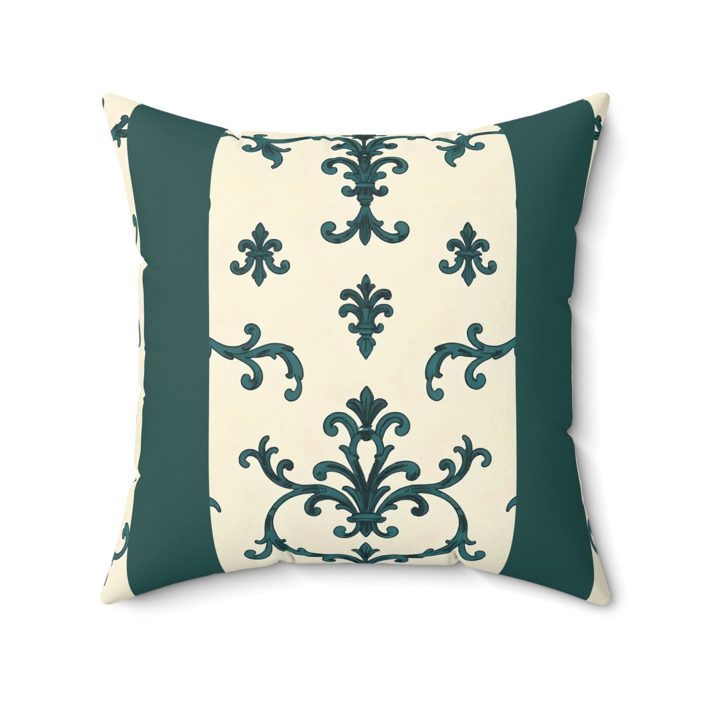 Elegant Faux Suede Square Pillow, Decorative Throw Pillows, Home Decor, Couch Cushion, Gift for Him/Her, Stylish Accent Pillow - Teal Striped Rococo