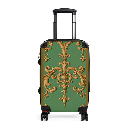 Decorative Luggage - Olive Green Striped Rococo
