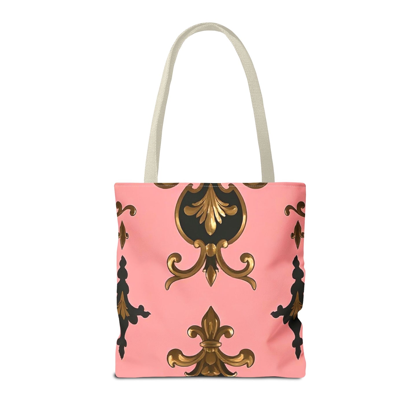 Elegant Patterned Tote Bag - Chic Carry-All for Everyday Use, Fashion Accessory - Pink, Black & Gold Rococo