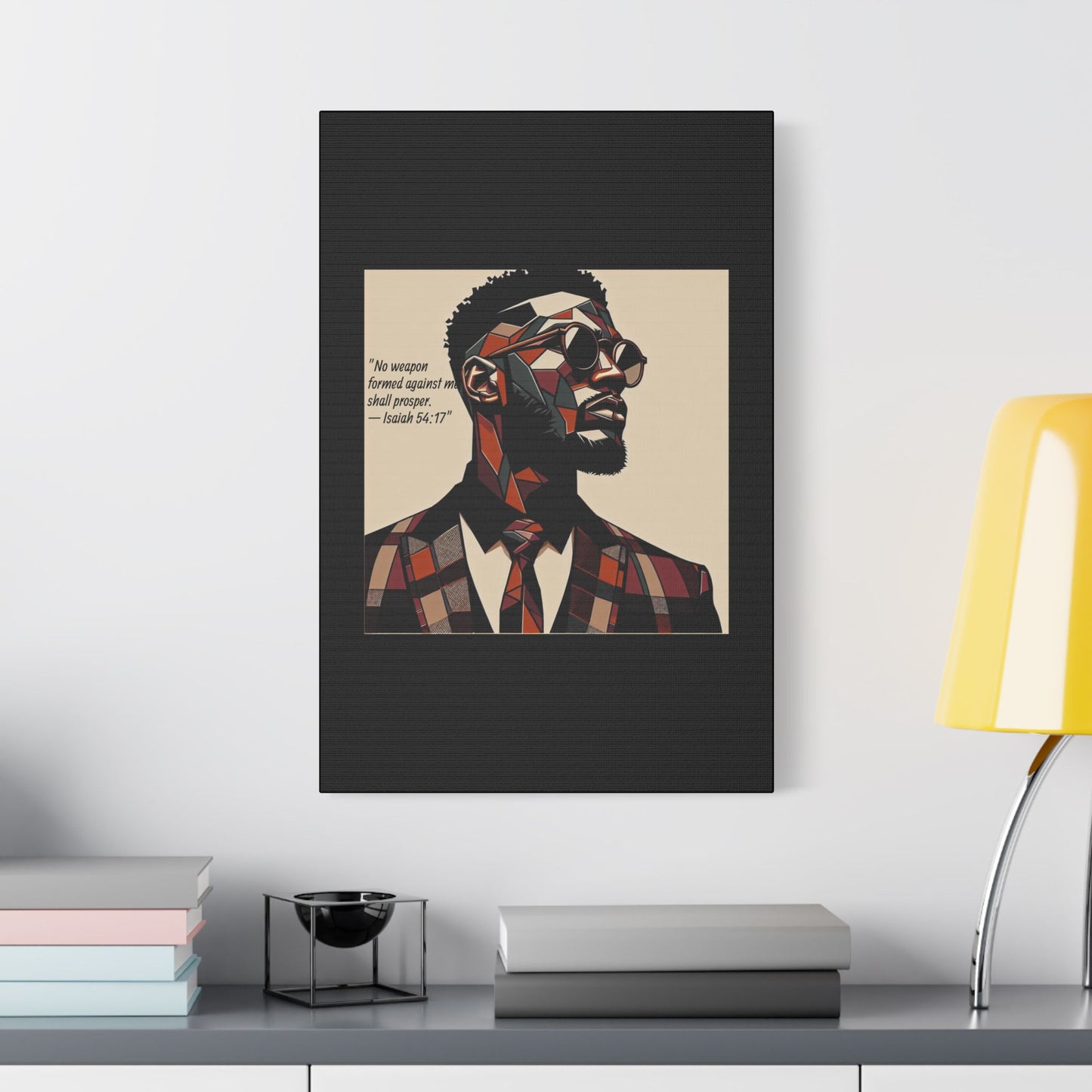 Afro Art Print Canvas, Wall Decor, Satin Stretched Canvas, African American Art, Office Decor, Home Decor - Isaiah 54:17