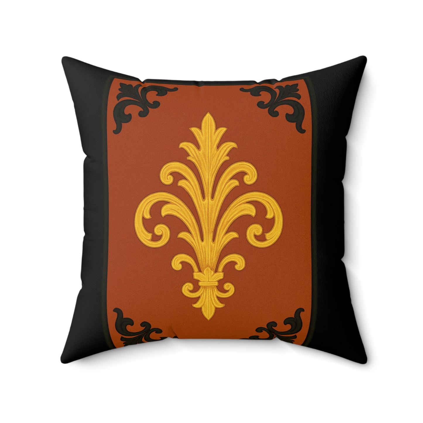 Dusk Terracotta Baroque Faux Suede Pillow — Decorative Throw Cushion