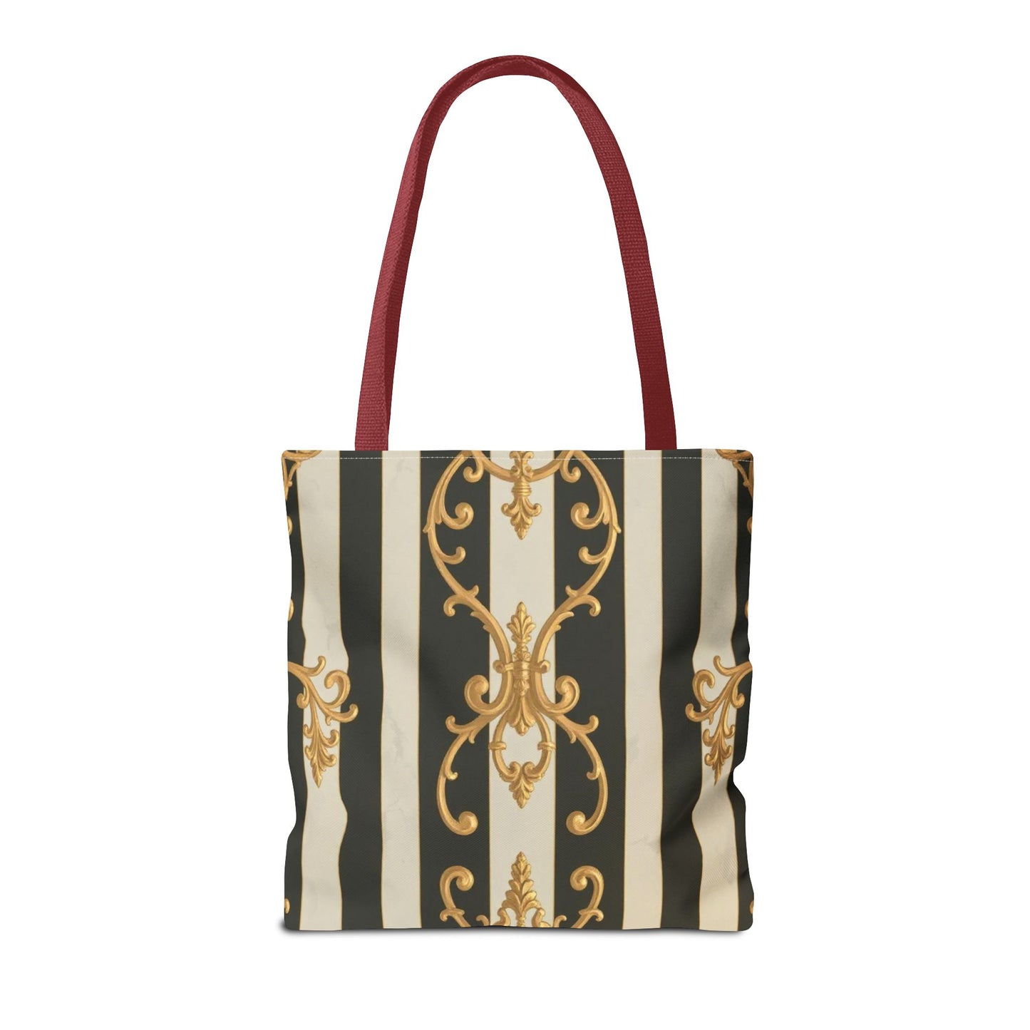 Elegant Black & Alabaster Striped Baroque Tote Bag, Stylish Shopping Bag, Fashion Accessory, Gift for Her, Reusable Bag, Perfect for Events
