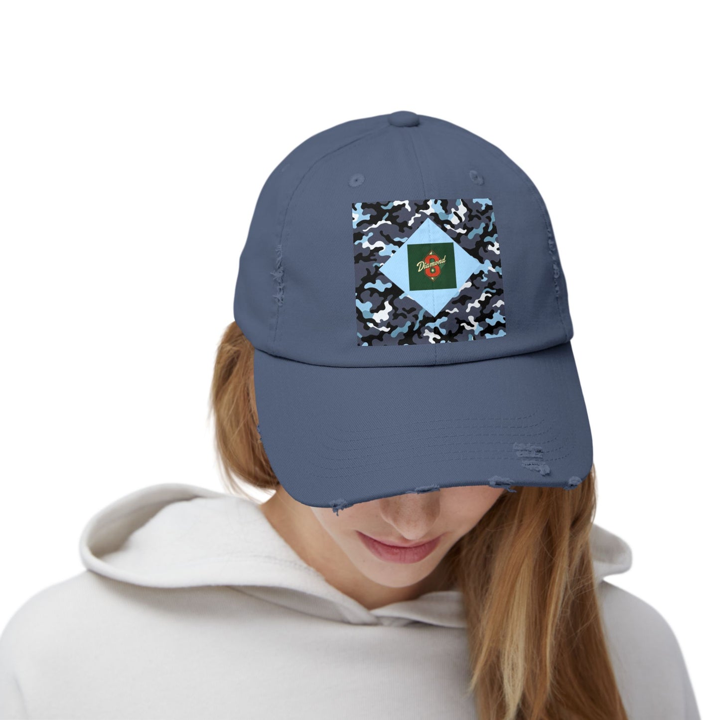 Camouflage Distressed Cap, Casual Hat, Outdoor Gear, Trendy Accessories, Gift for Him/Her - Diamond 8