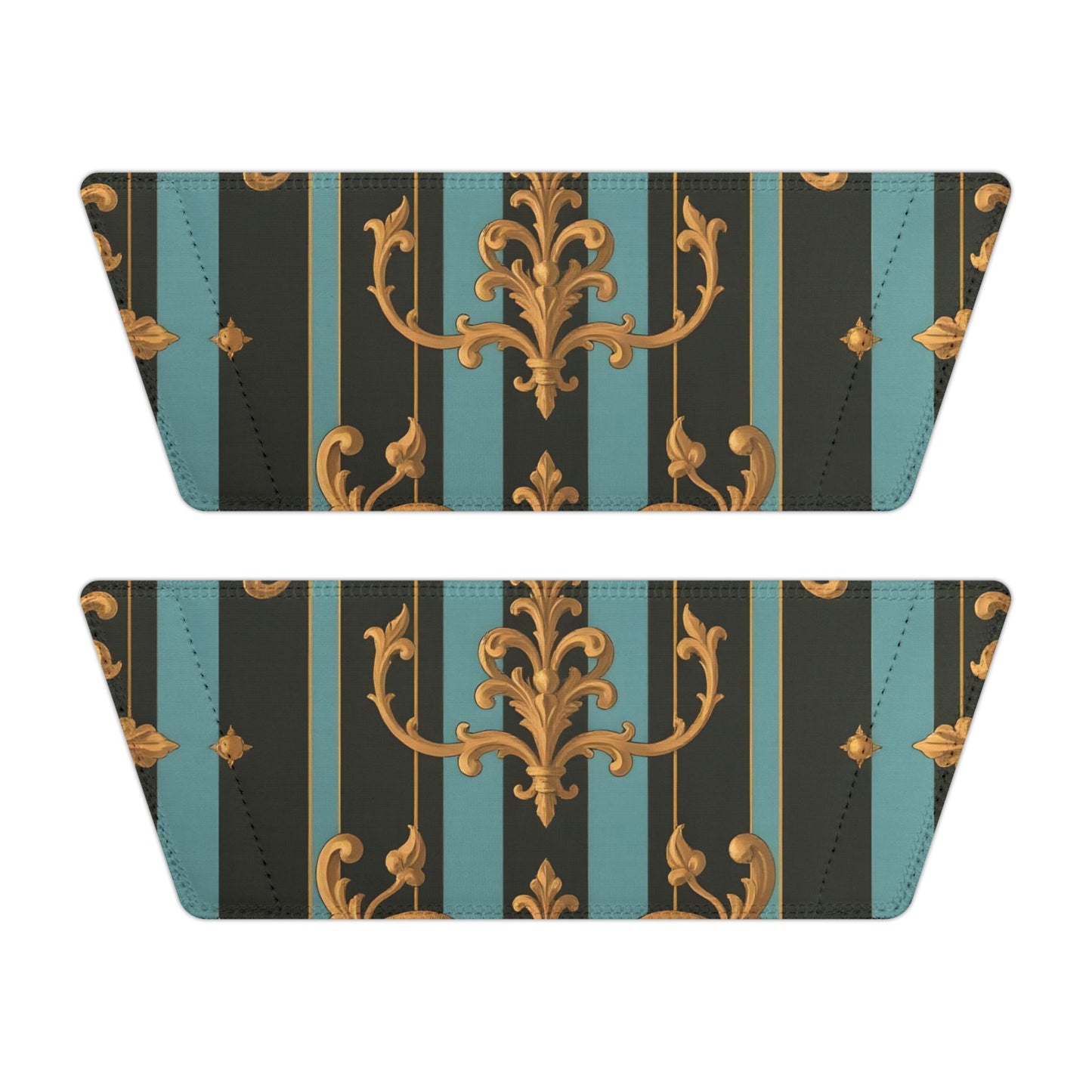 Chic Women's Removable-Strap Sandals - Stylish Summer Footwear, Poolside Essential, Vacation Must-Have - Black & Turquoise Striped Baroque