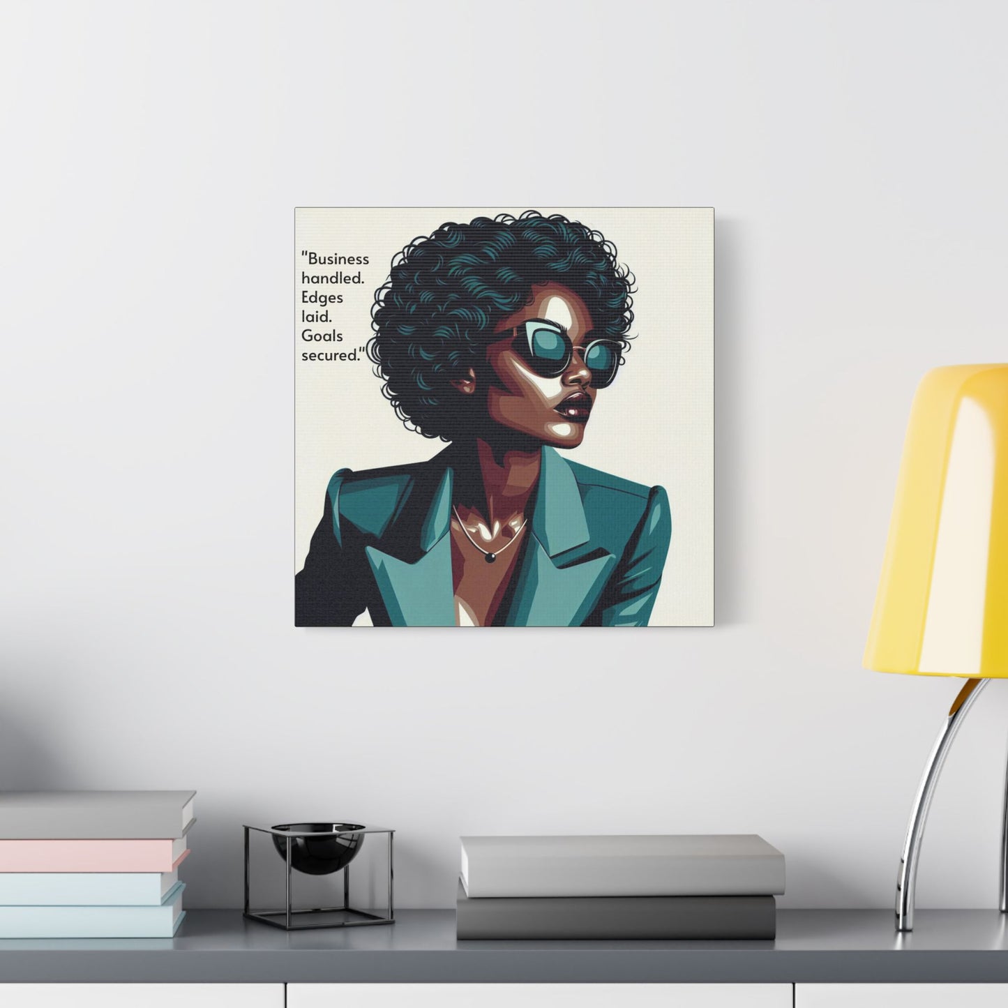 Afro Art Print Canvas, Wall Decor, Satin Stretched Canvas, African American Art, Office Decor, Home Decor - "Business handled."
