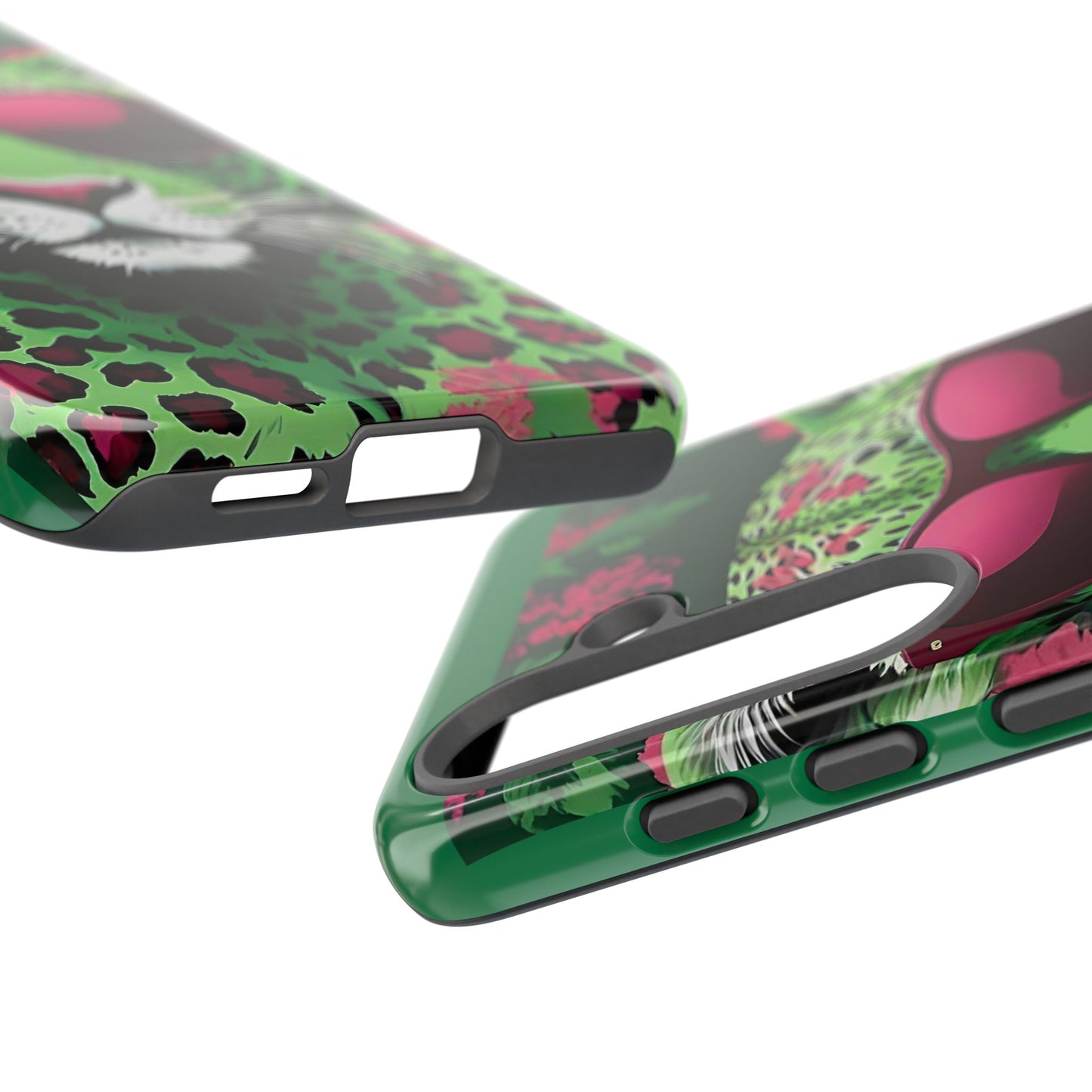 Phone Case - Lime Green & Burgundy Leopard In Sunglasses Design