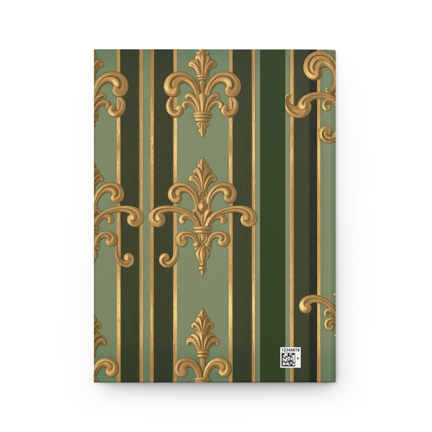 Elegant Baroque Hardcover Journal, Green and Gold Journal, Gift for Writers, Stylish Notebook, Vintage Design - Green Striped Gold Baroque