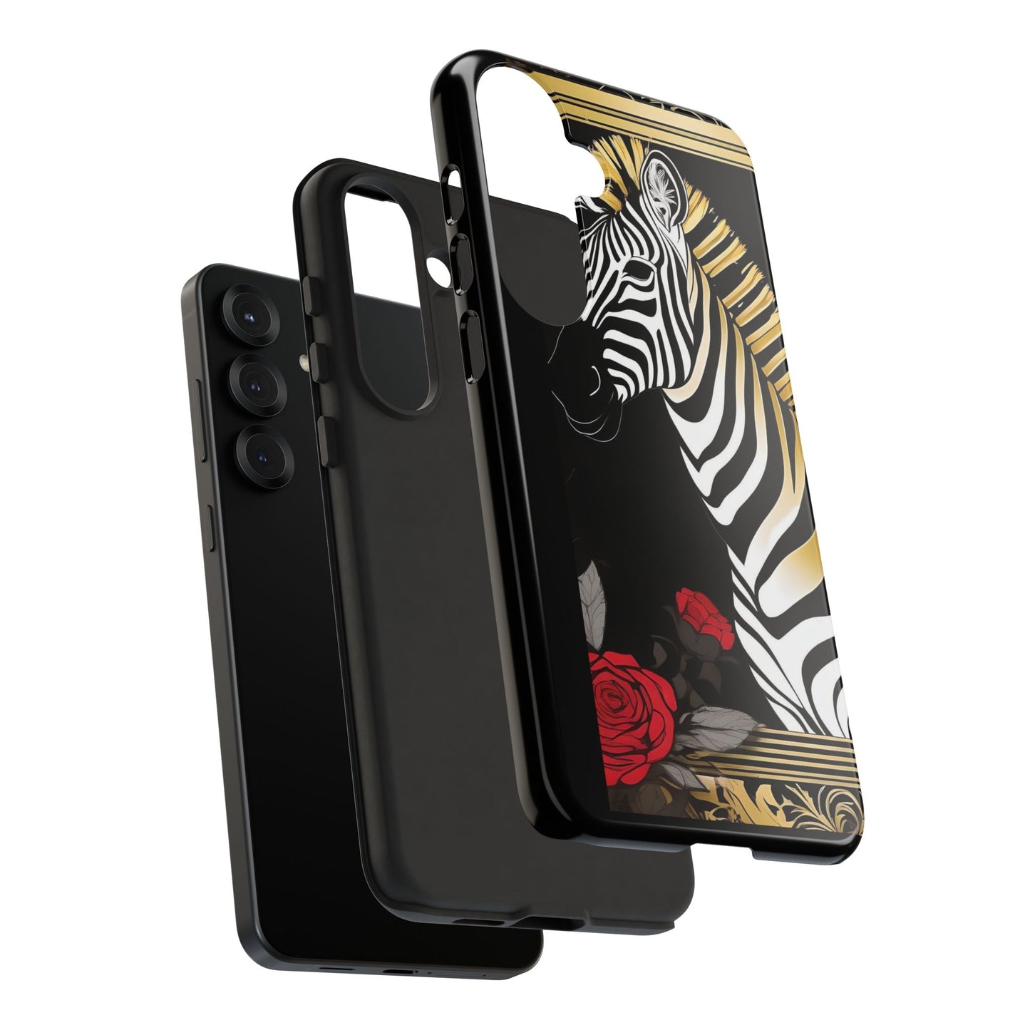 Phone Case - Elegant Zebra & Roses Design