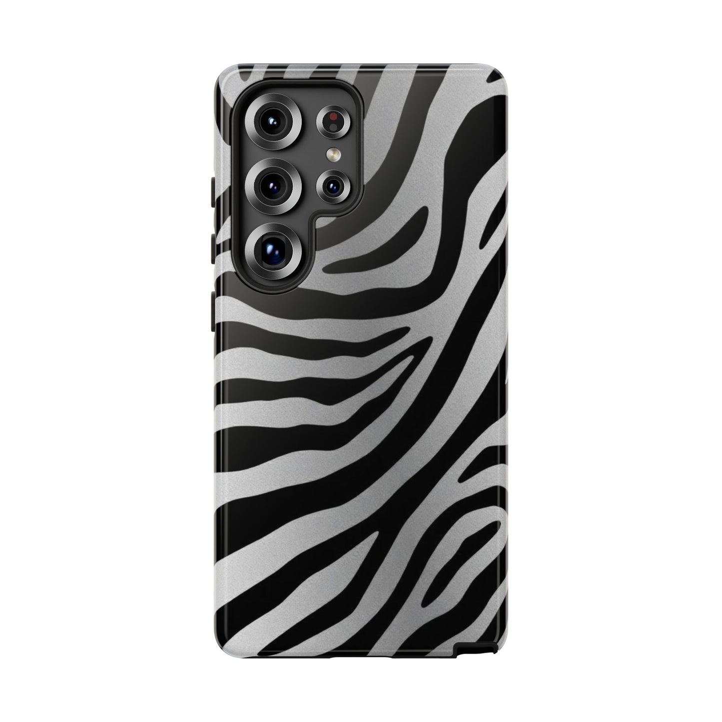 Zebra Print Tough Phone Case - Silver