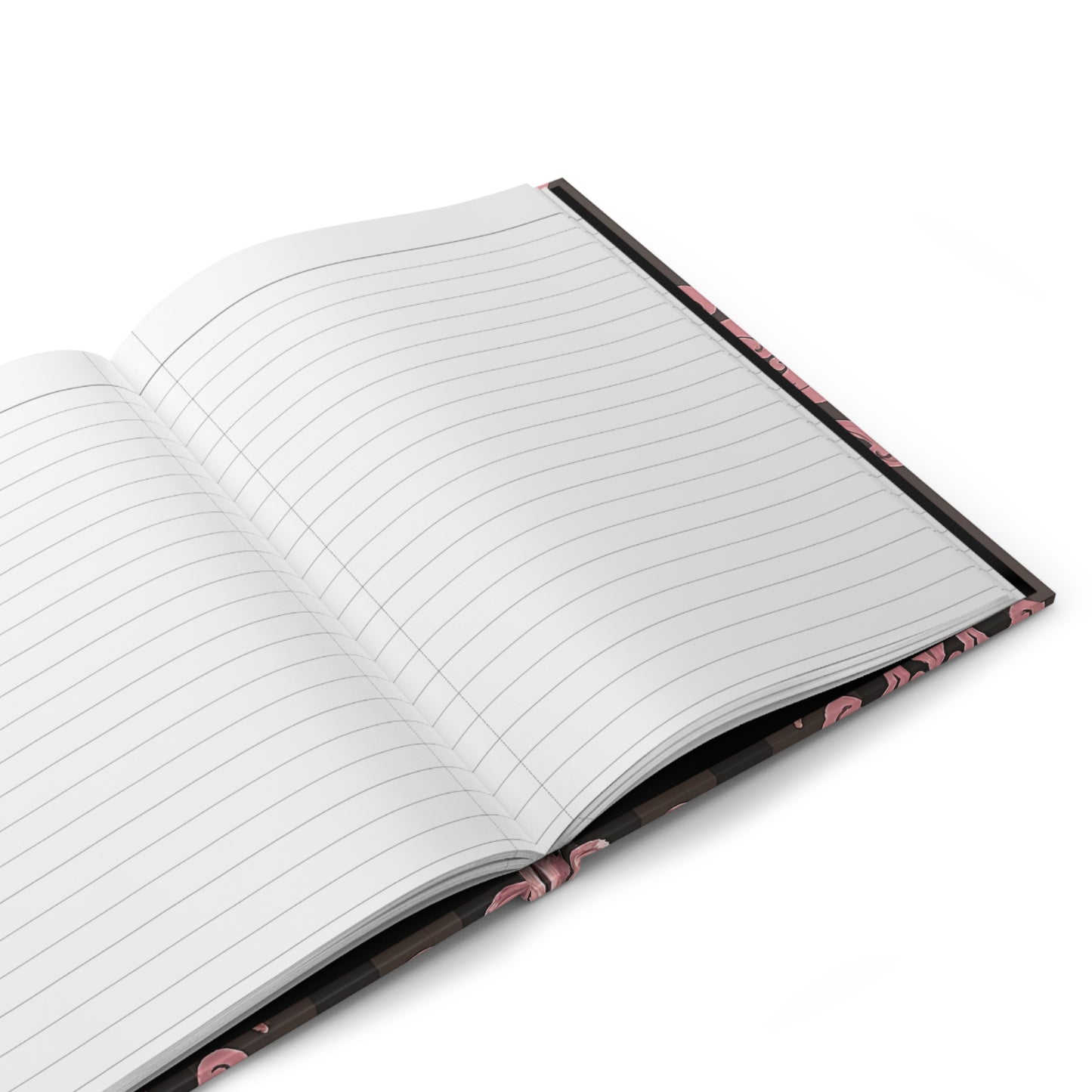Elegant Floral Motif Hardcover Journal - Stylish Writing Notebook - Brown Striped Mauve Damask