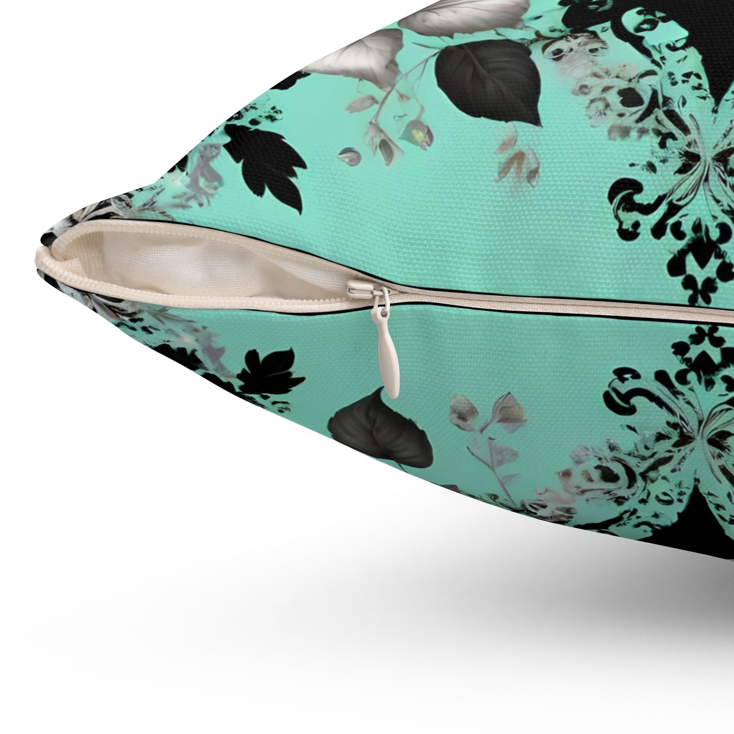 Floral Leopard Print Square Pillow – Chic Home Decor Accent - Mint Green Leopard