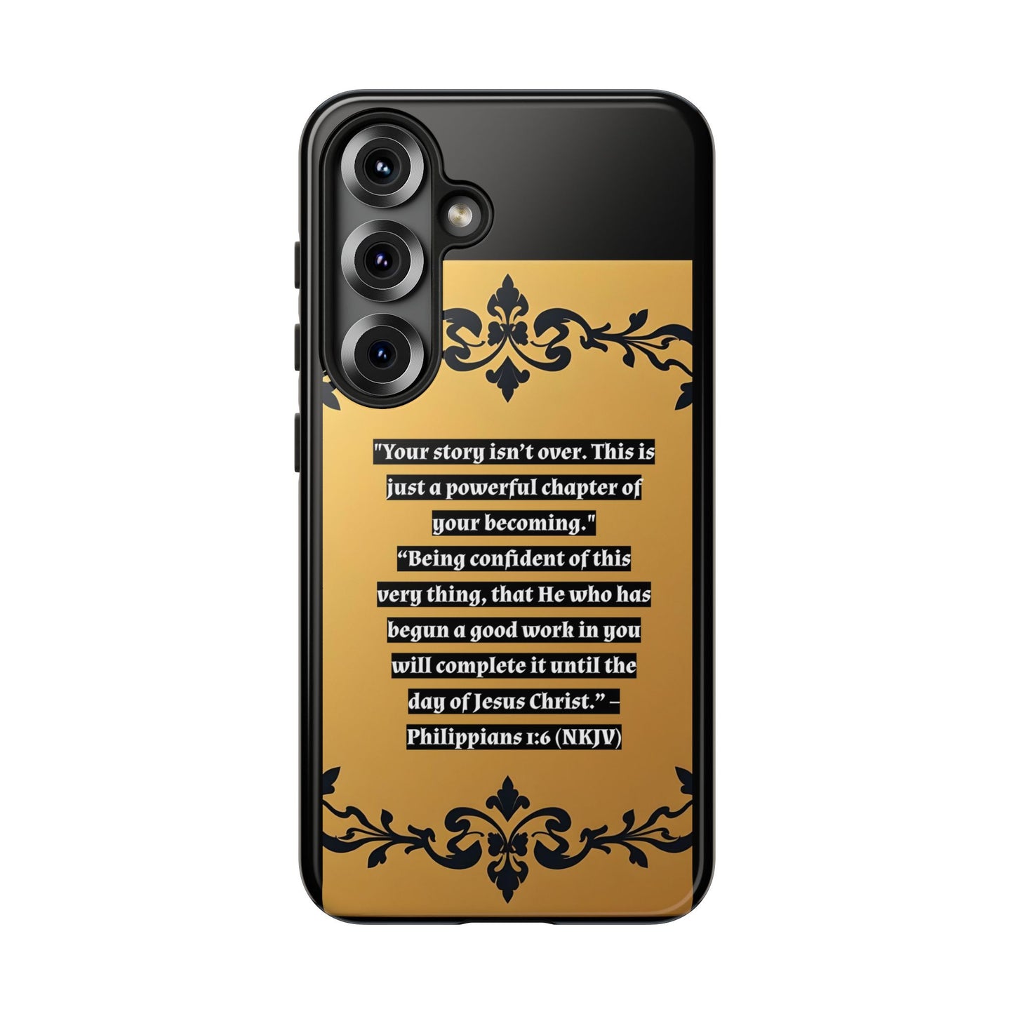 Elegant Floral Motif Phone Case - Tough Cases with Vintage Design - "Your story isn't over"