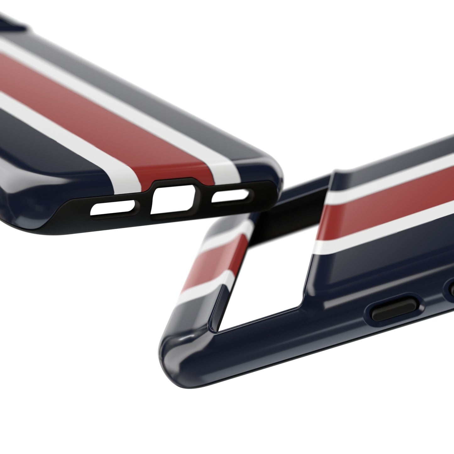 Lunar Midnight & Red-White Striped Stylish Phone Case - Tough Cases, Custom iPhone Cover, Sleek Phone Accessories, Gifts for Him/Her