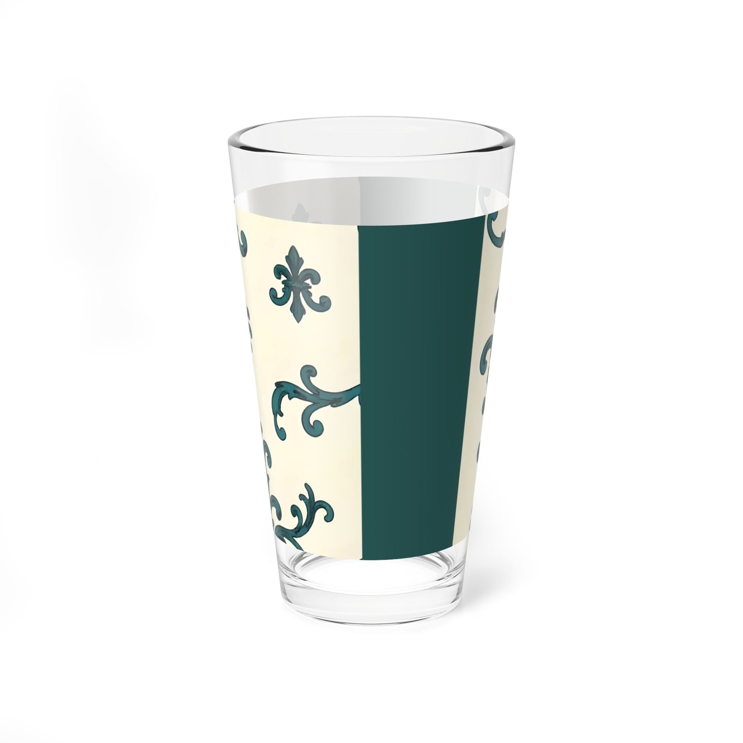 Mixing Glass, 16oz - Teal Striped Rococo