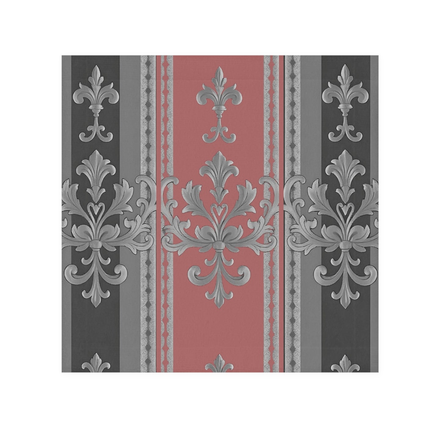 Elegant Floral Design Face Towel - Stylish and Luxurious Bathroom Accessory - Gray & Mauve Striped Baroque