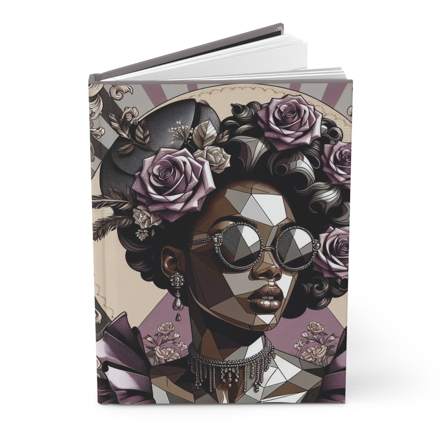 Artistic Afrocentric Hardcover Journal | Stylish Writing Notebook, Gift for Creatives, Inspirational Journal - Lilac Baroque Lady