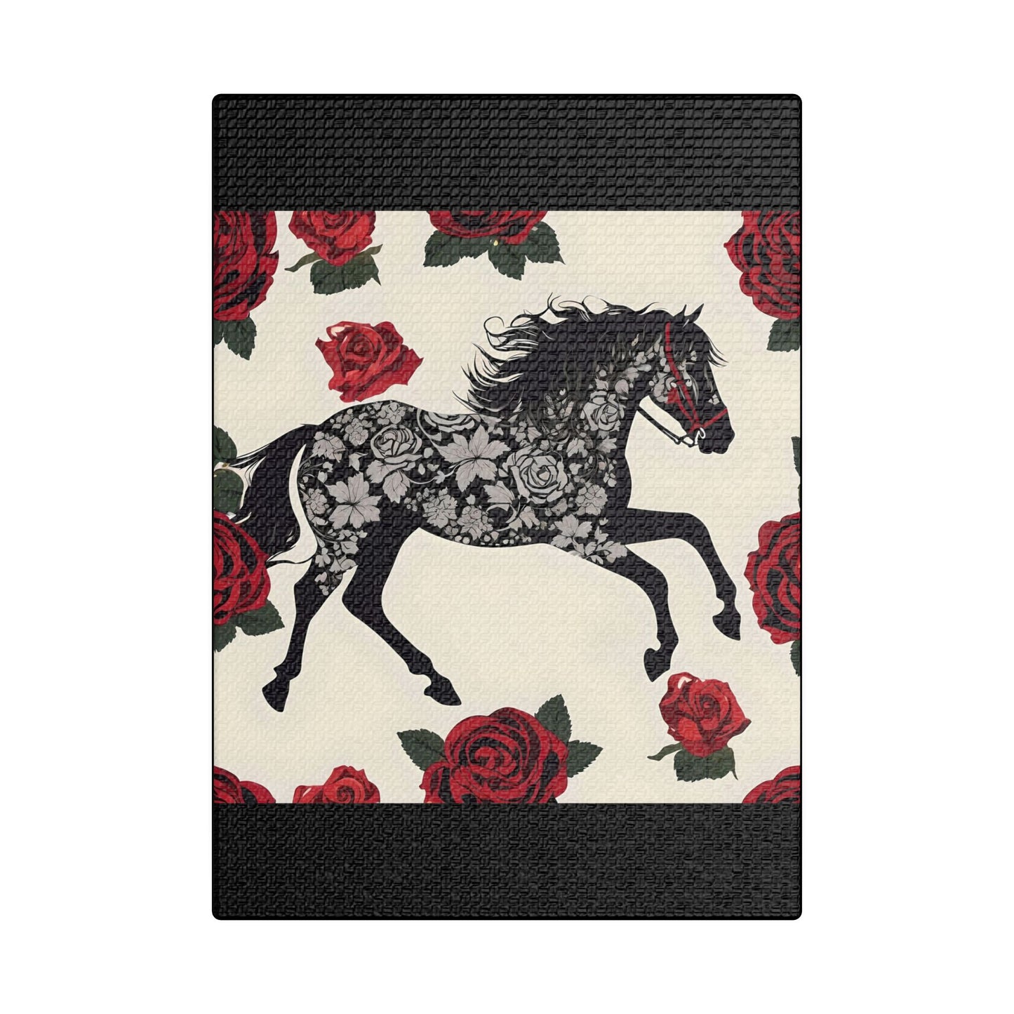 Art Print Canvas, Wall Decor, Satin Stretched Canvas, Equestrian Art, Office Decor, Home Decor - Horse & Roses