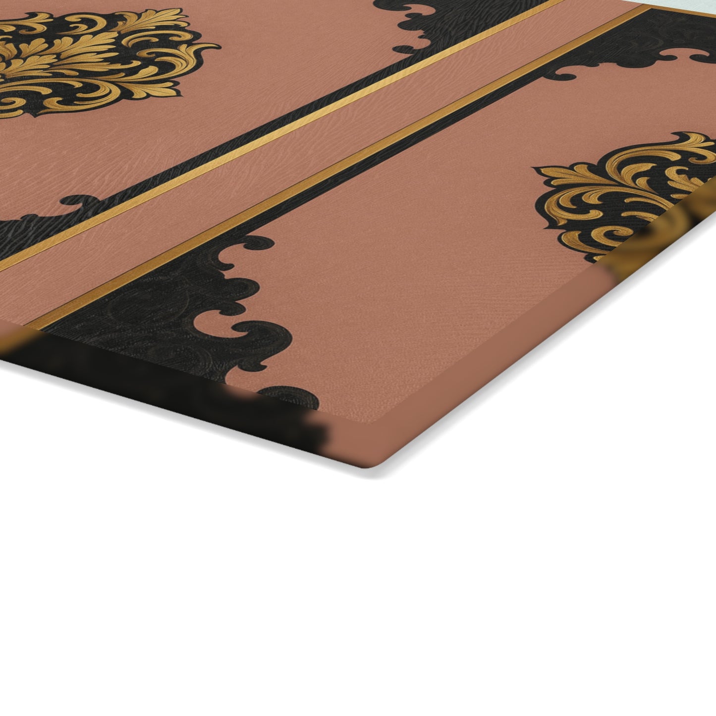 Mauve & Black-Gold Baroque Elegant Glass Cutting Board with Ornate Design, Kitchen Decor, Gift for Home Chef, Wedding Registry, Housewarming Gift