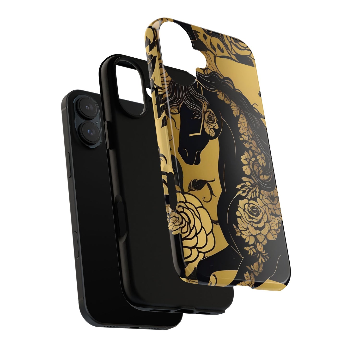Phone Case - Elegant Horse & Roses Design