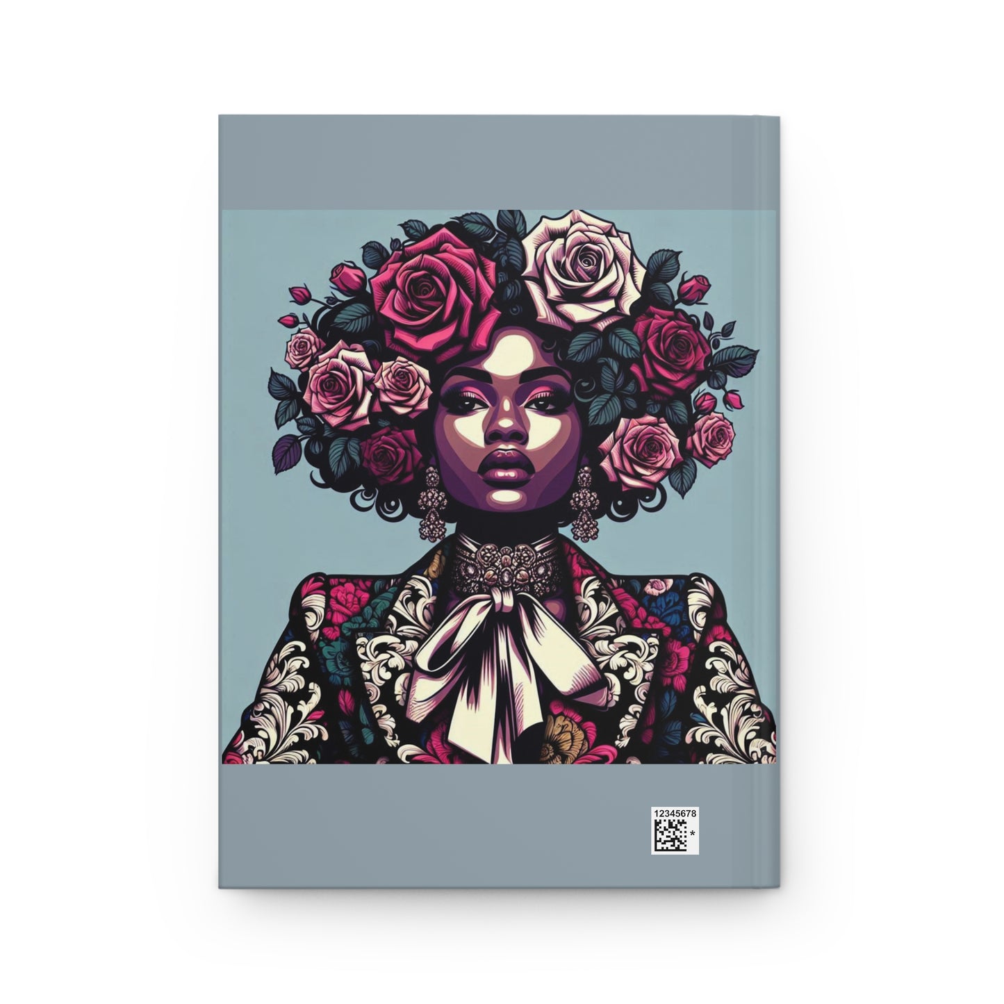 Elegant Hardcover Journal - Stylish Writing Notebook - Lady In Damask Suit & Roses Design