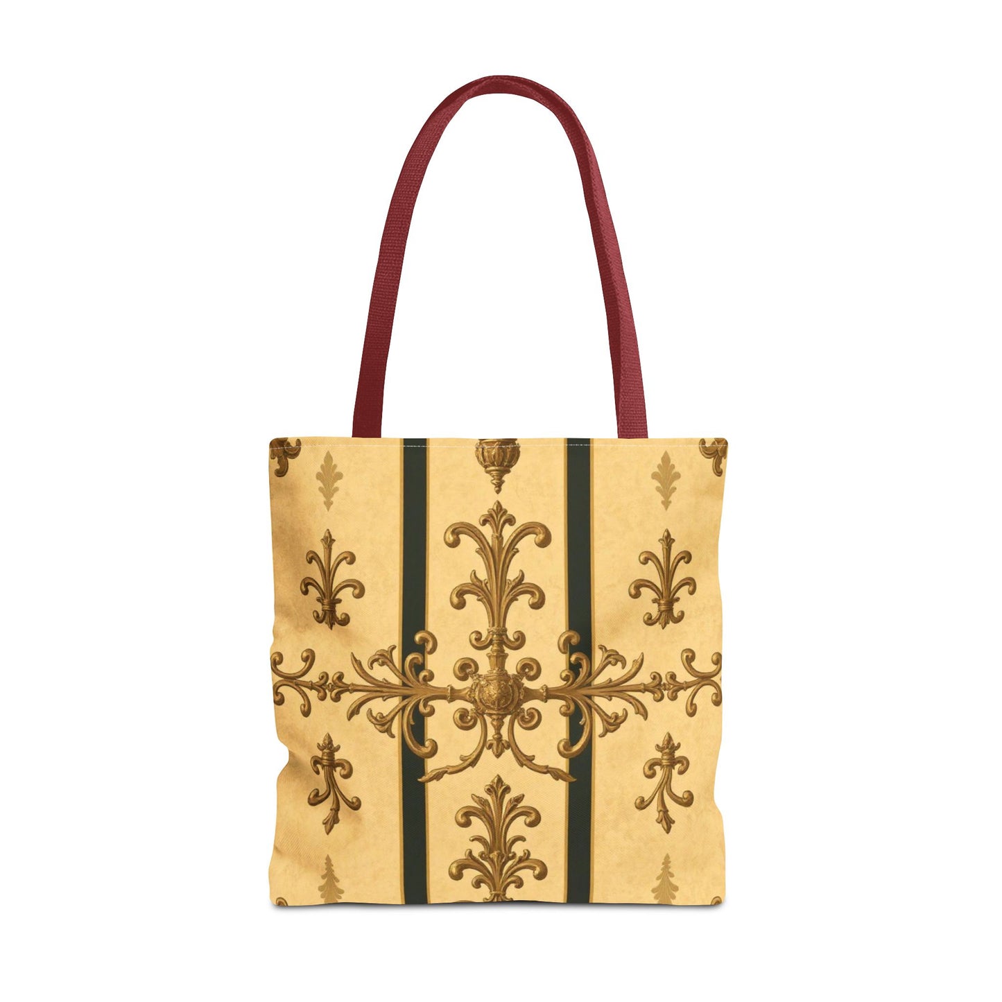 Elegant Baroque Pattern Tote Bag | Stylish Eco-friendly Shopping Bag, Beach Tote, Gift Bag, Daily Use - Matte Yellow Striped Antique Rococo