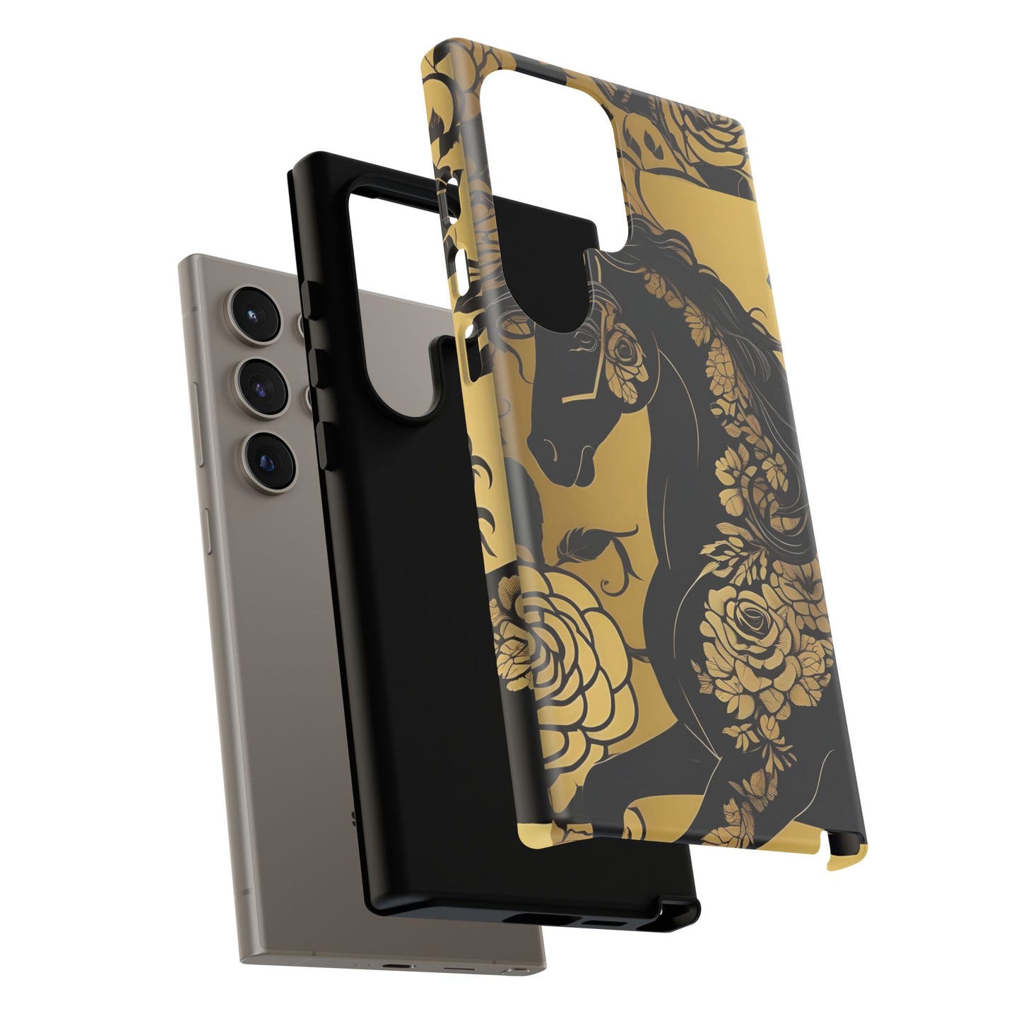Phone Case - Elegant Horse & Roses Design