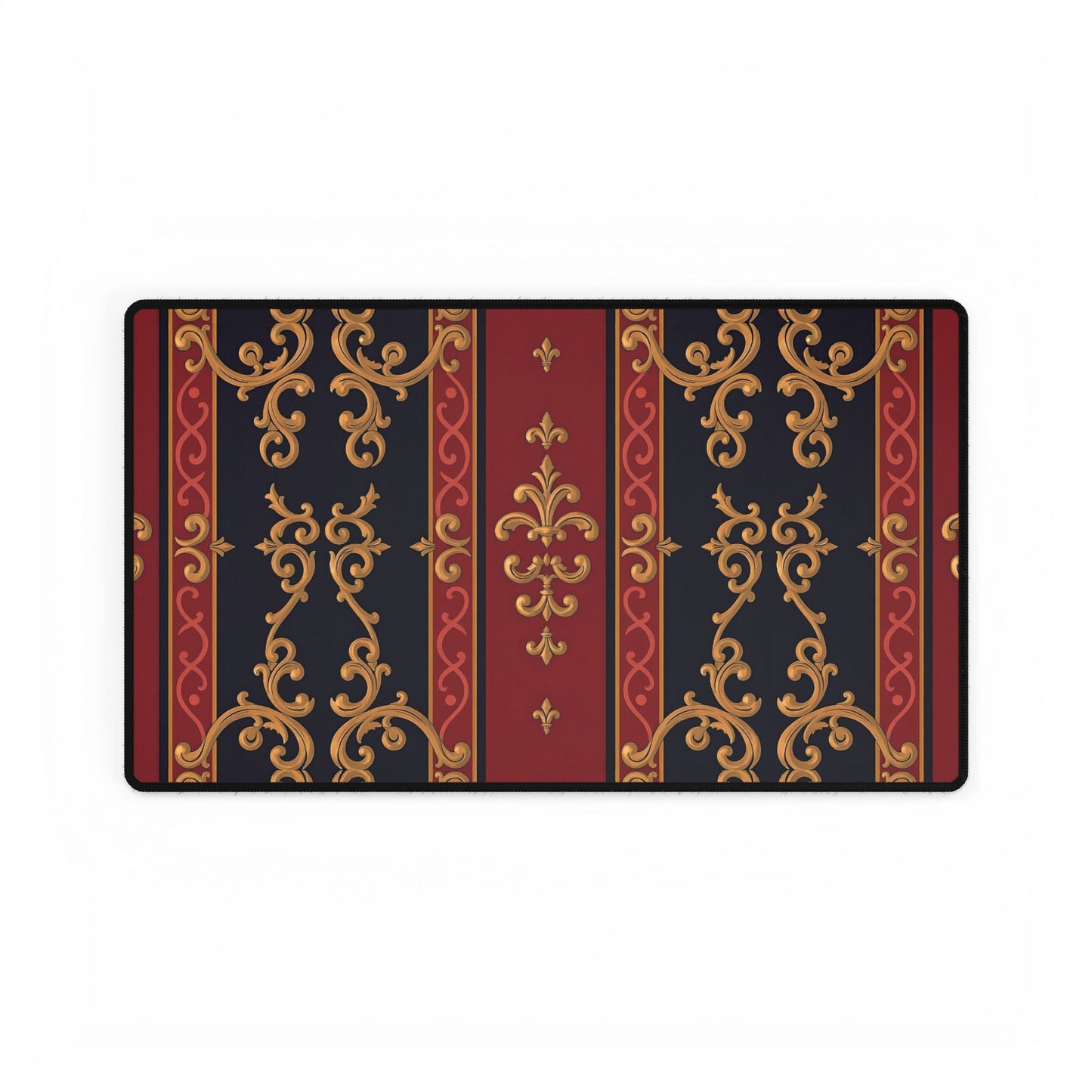 Elegant Desk Mats for Home Office | Stylish Workstation Accessories, Office Decor, Gift for Students - Midnight Blue & Dusk Red Gold Baroque