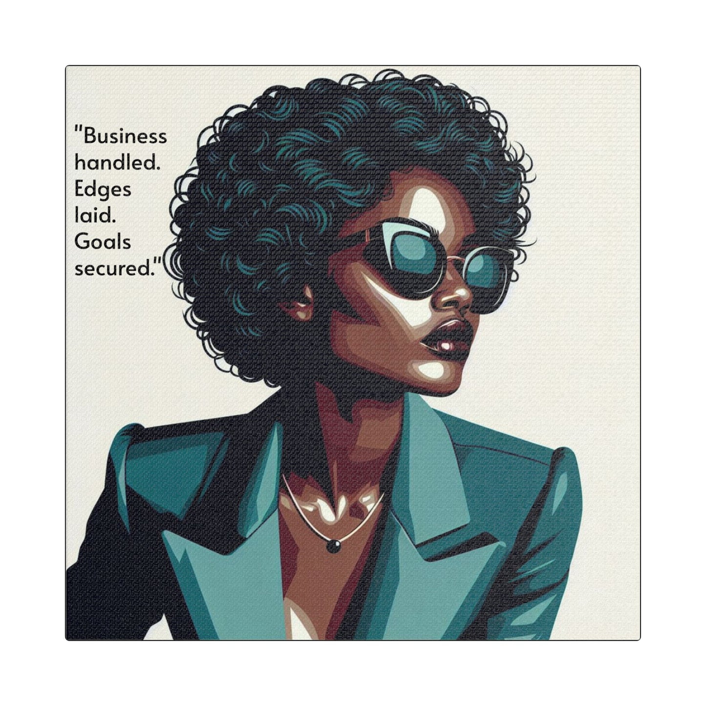 Afro Art Print Canvas, Wall Decor, Satin Stretched Canvas, African American Art, Office Decor, Home Decor - "Business handled."